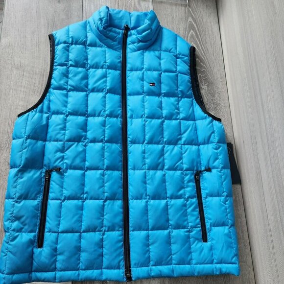Tommy Hilfiger Mens Tropical Blue Polyester Duck Down Puffer Vest L/G - Picture 16 of 16
